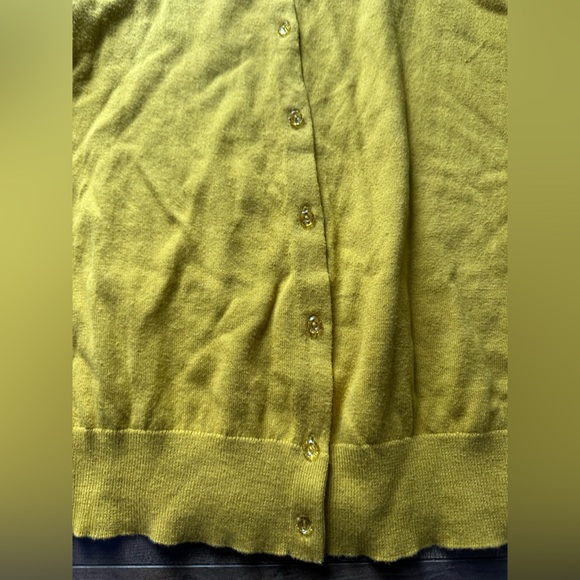 LOFT Mustard Yellow Cardigan Sweater Cotton Button Front Preppy Chic S - Picture 2 of 5